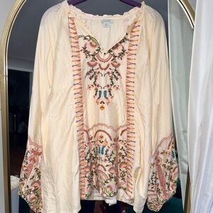Sundance Cream Blouse with Colorful Embroidery